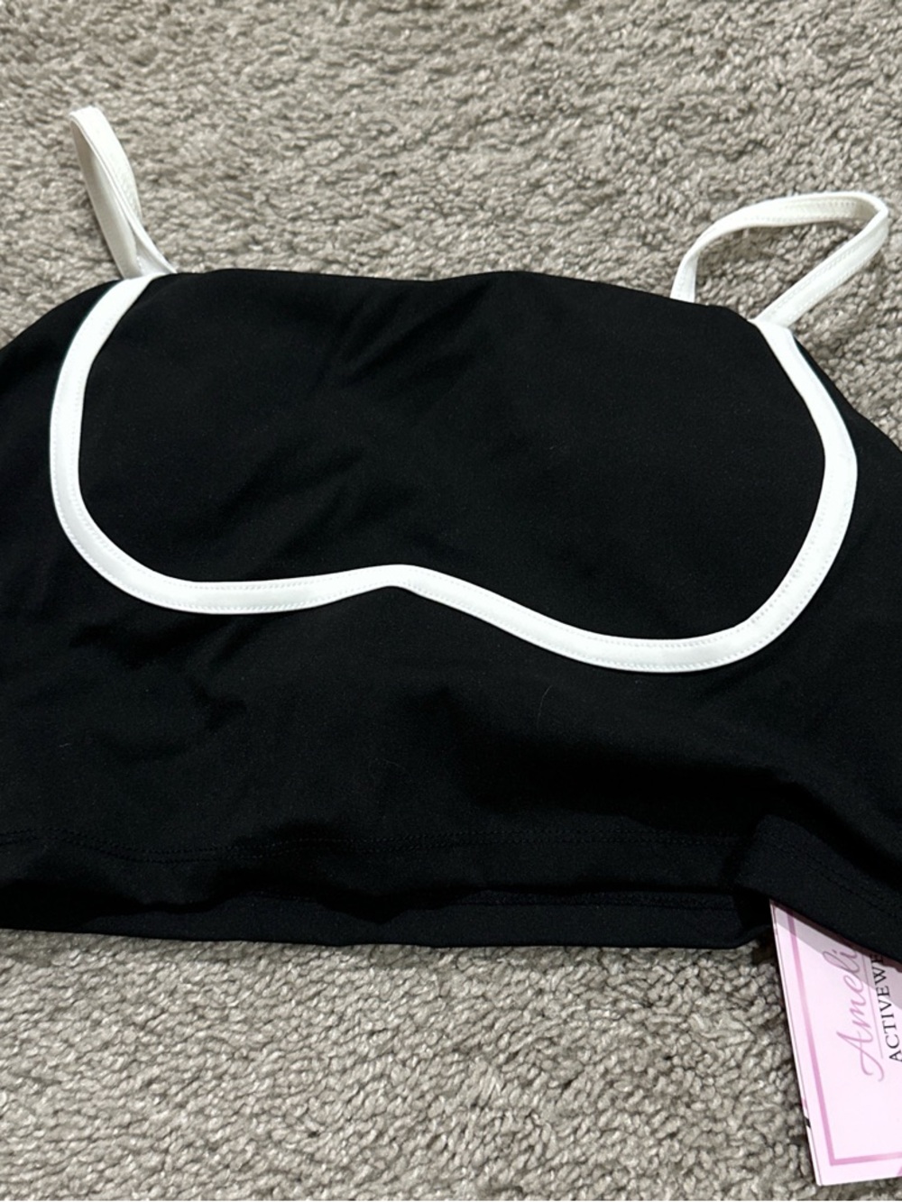 Black Crop Tank with White Trim